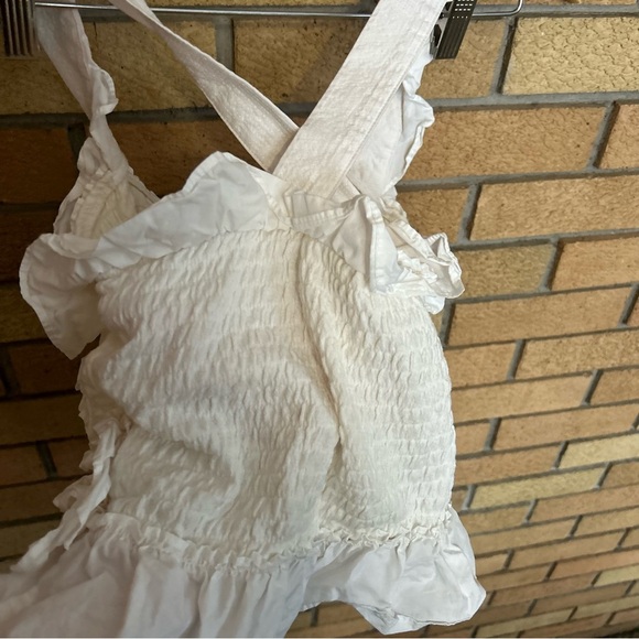 Maeve Anthropologie Smocked Ruffle Tank Ivory/White Size Small - Picture 5 of 9